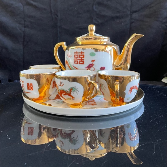 TEA SET PORCELAIN 22K PERFECT Xmas Gift π - Picture 1 of 15